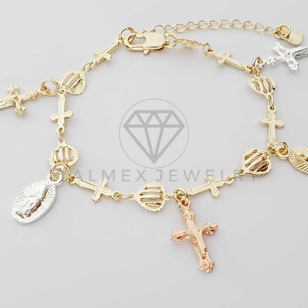 18K Gold Plated Heart Cross Virgin Bracelet|